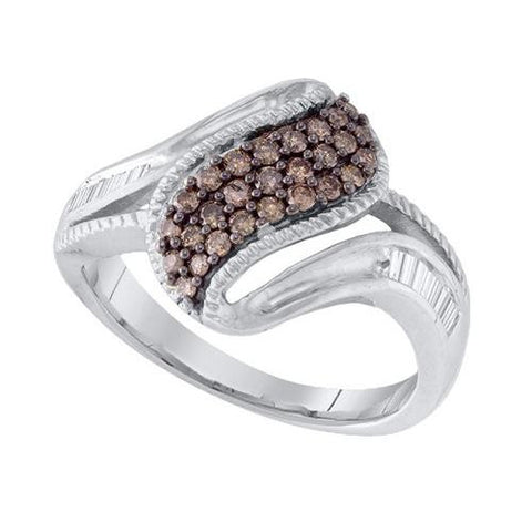 10KT White Gold 0.46CTW COGNAC DIAMOND FASHION RING