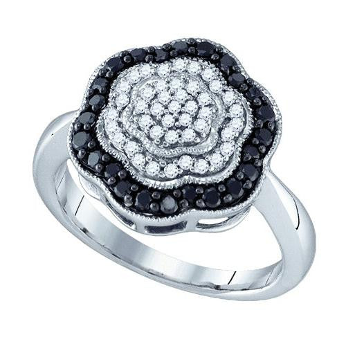 10K White-gold 0.51CTW BLACK DIAMOND FASHION RING