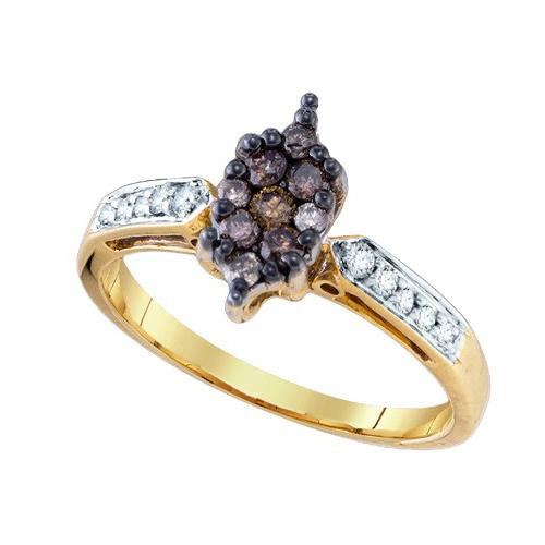 10KT Yellow Gold 0.40CTW COGNAC DIAMOND FASHION RING