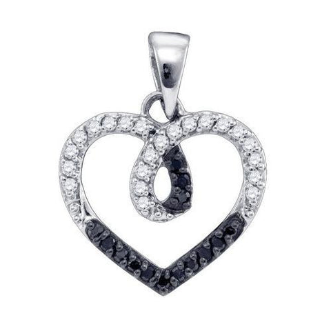 925 Sterling Silver White 0.23CTW DIAMOND HEART PENDANT