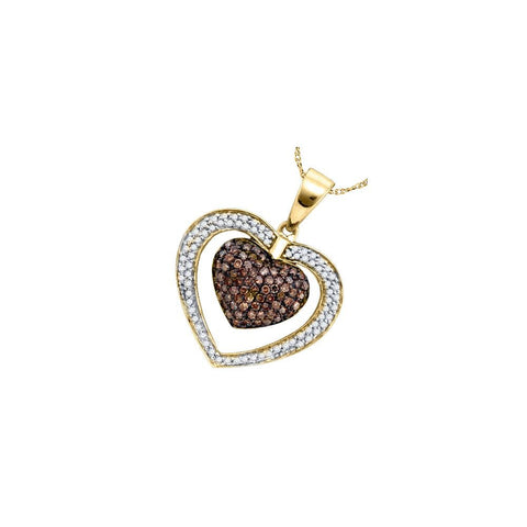 1 CTW-Diamond HEART BROWN PENDANT