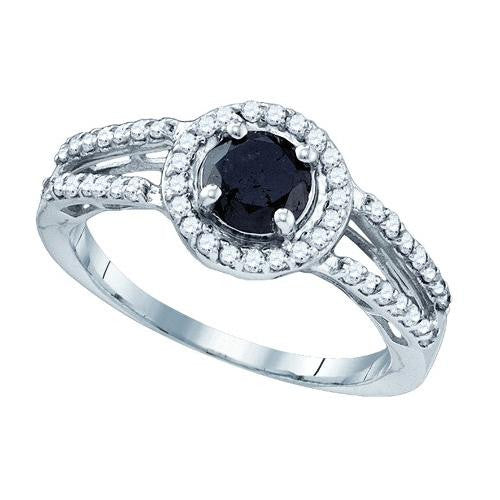 10K White-gold 1.06CT BLACK DIAMOND MICRO PAVE RING