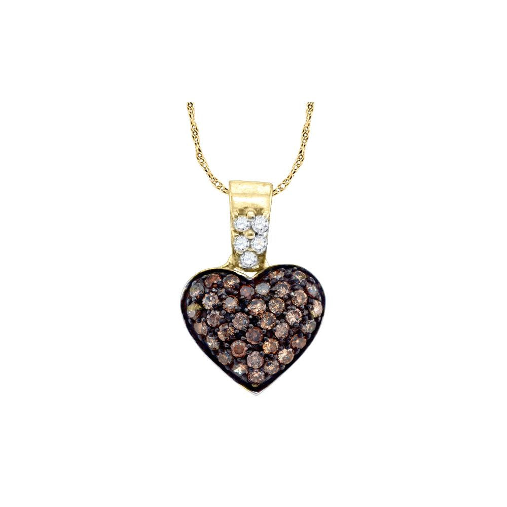 3-8CTW-Diamond HEART BROWN PENDANT