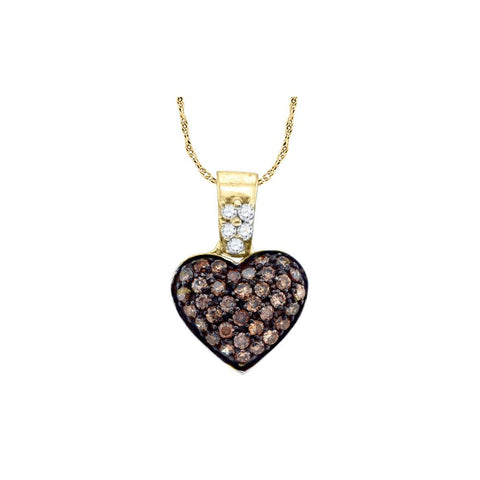 3-8CTW-Diamond HEART BROWN PENDANT