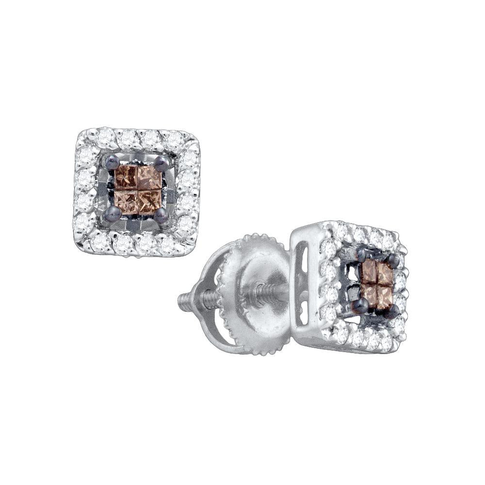 1-3CTW-Diamond INVISIBLE BROWN EARRINGS