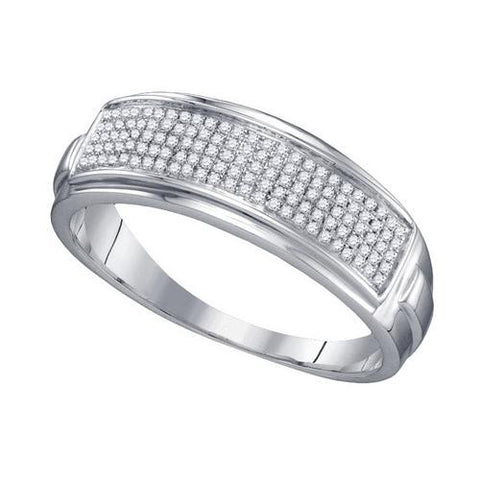 925 Sterling Silver White 0.25CTW DIAMOND MICRO PAVE MENS BAND