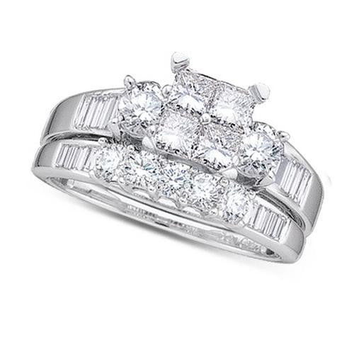 10KT White Gold 0.90CTW DIAMOND INVISIBLE BRIDAL SET