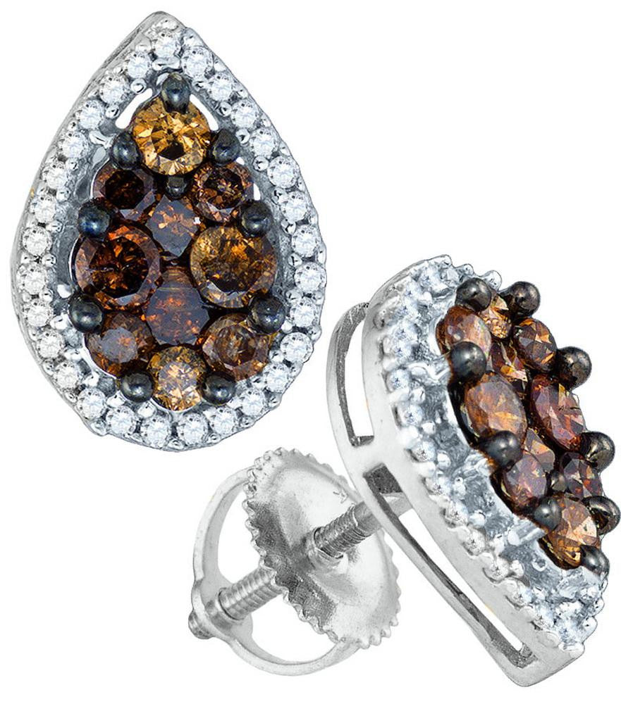 1 CT-Diamond BROWN FLOWER EARRING