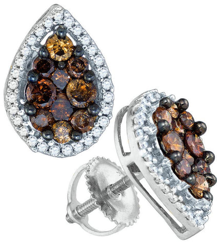 1 CT-Diamond BROWN FLOWER EARRING