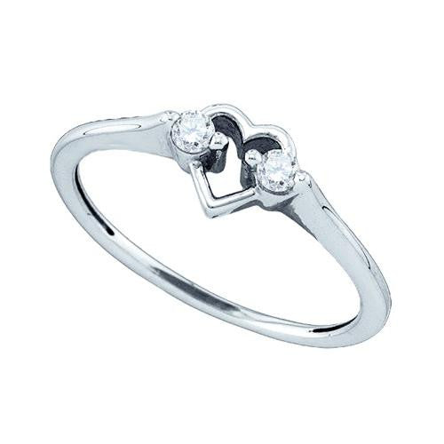 10K White-gold 0.12CT DIAMOND HEART RING