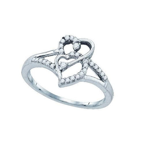 10KT White Gold 0.17CT DIAMOND HEART RING