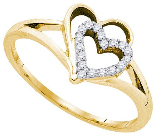 10K Yellow-gold 0.11CT DIAMOND HEART RING