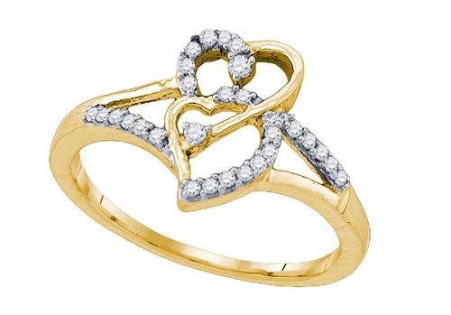 10K Yellow-gold 0.17CT DIAMOND HEART RING