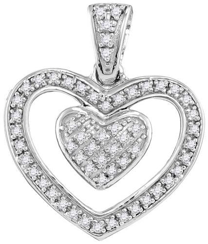 925 Sterling Silver White 0.11CTW DIAMOND HEART PENDANT