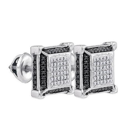 925 Sterling Silver White 0.13CT-DIAMOND MICRO-PAVE EARRINGS