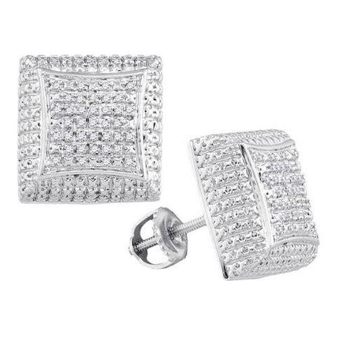 925 Sterling Silver White 0.13CT-DIAMOND MICRO-PAVE EARRINGS