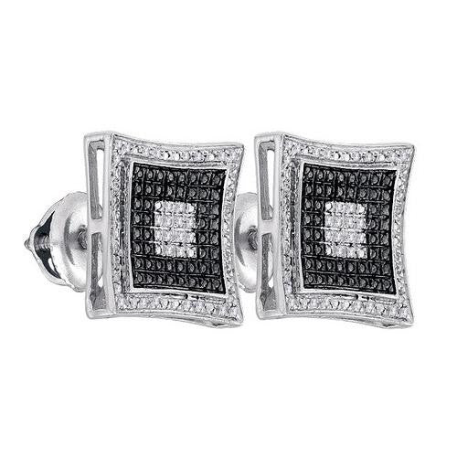 925 Sterling Silver White 0.12CT DIAMOND MICRO-PAVE EARRINGS