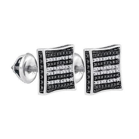 925 Sterling Silver White 0.11CT-DIAMOND MICRO-PAVE EARRINGS