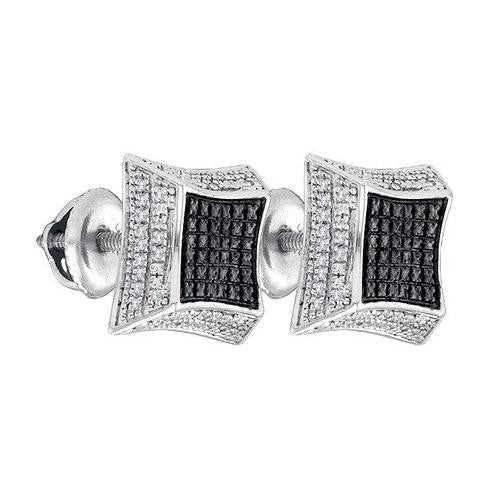 925 Sterling Silver White 0.16CT-DIAMOND MICRO-PAVE EARRINGS