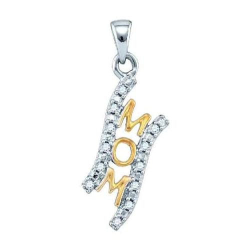 925 Sterling Silver White Two Tone 0.11CT DIAMOND MOM PENDANT