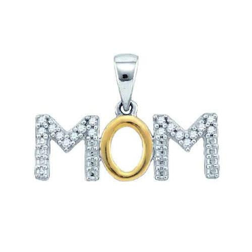 925 Sterling Silver White Two Tone 0.10CT DIAMOND MOM PENDANT