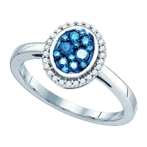 10KT White Gold 0.40CTW BLUE DIAMOND FASHION RING