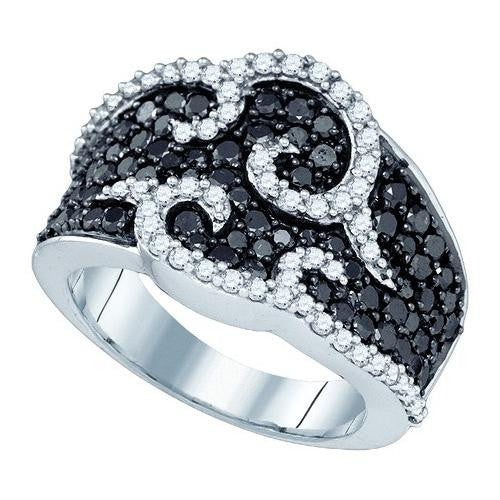 10K White-gold 2.00CT BLACK DIAMOND FASHION RING