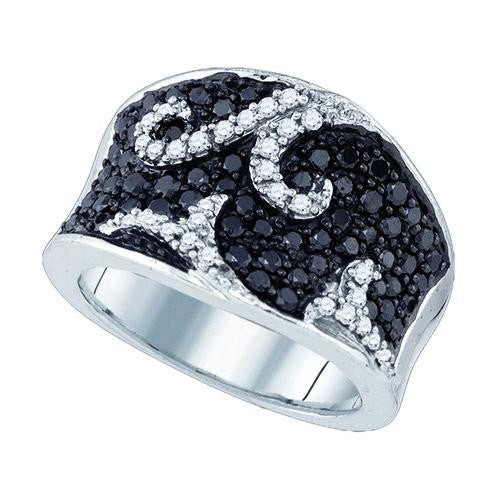 10KT White Gold 1.00CT BLACK DIAMOND FASHION RING