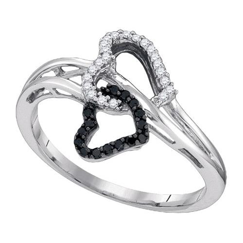 10K White-gold 0.15CT BLACK DIAMOND HEART RING