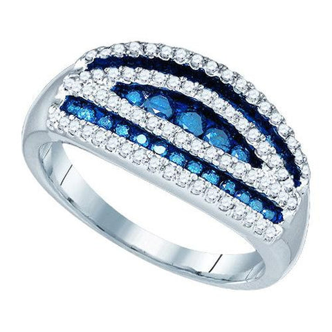 10KT White Gold 0.70CTW BLUE DIAMOND FASHION RING