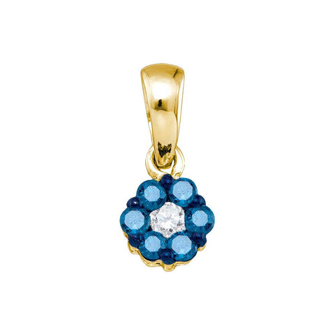 1-4CT-Diamond FLOWER BLUE PENDANT