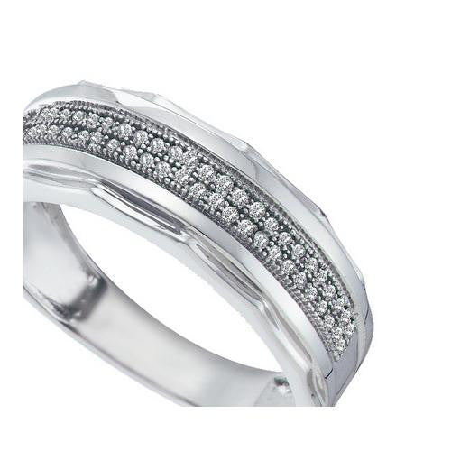 925 Sterling Silver White 0.20CT DIAMOND FASHION MENS BAND