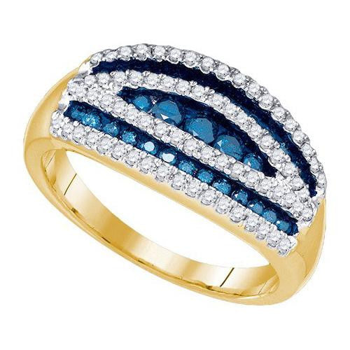 10K Yellow-gold 0.70CT BLUE DIAMOND FASHION RING