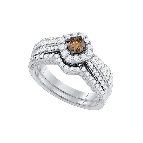 1 CT-Diamond 1-3-CRD BROWN BRIDAL SET