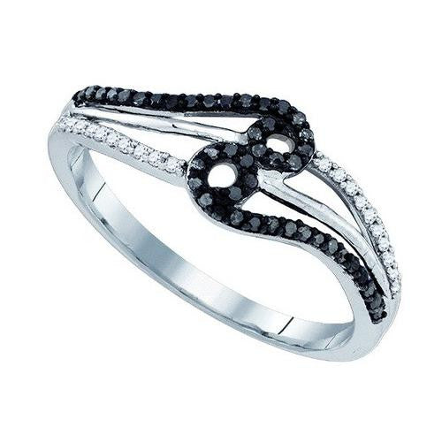 10K White-gold 0.20CT BLACK DIAMOND MICRO PAVE RING