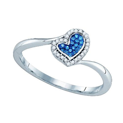 10KT White Gold 0.09CTW BLUE DIAMOND MICRO PAVE RING