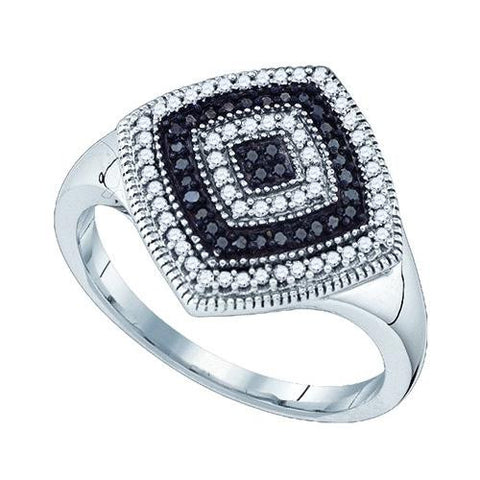 10KT White Gold 0.25CTW BLACK DIAMOND MICRO PAVE RING