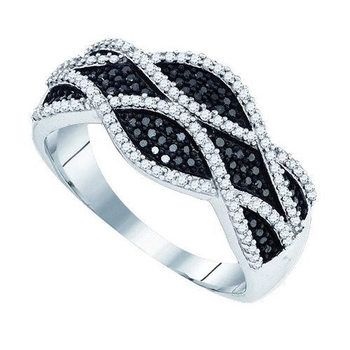 10K White-gold 0.40CTW BLACK DIAMOND MICRO PAVE RING