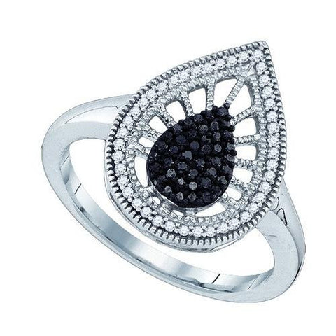 10K White-gold 0.25CTW BLACK DIAMOND MICRO PAVE RING