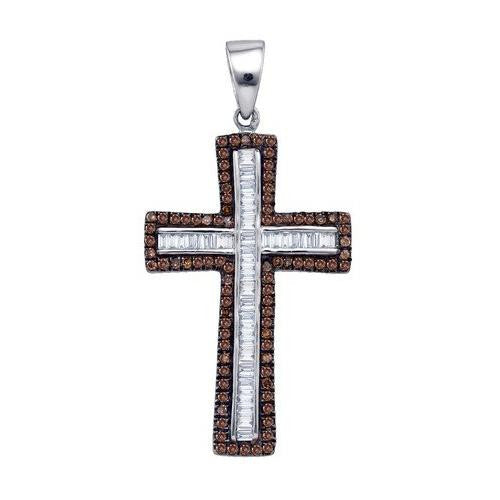 925 Sterling Silver White 1.07CT DIAMOND CROSS PENDANT