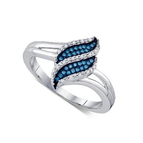 10KT White Gold 0.10CT BLUE DIAMOND MICRO-PAVE RING