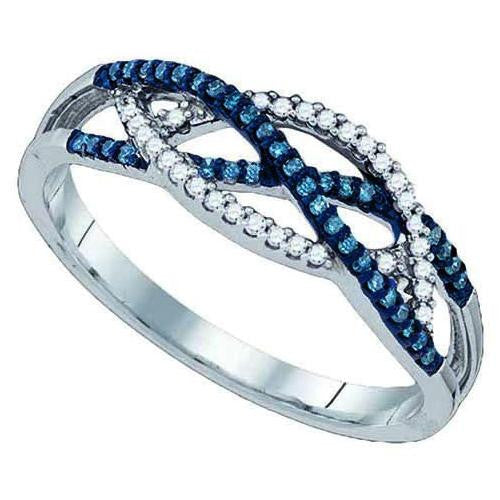 10KT White Gold 0.20CT BLUE DIAMOND MICRO-PAVE RING