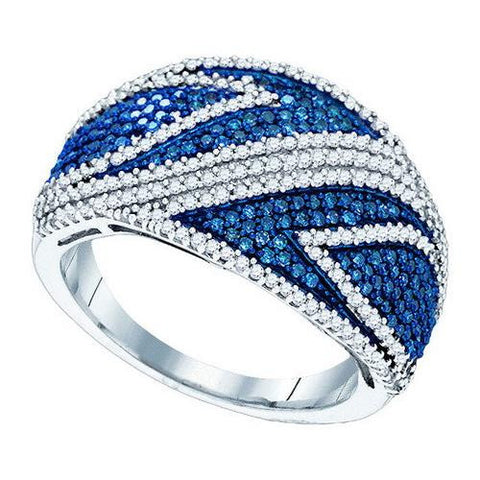 10KT White Gold 1.00CT BLUE DIAMOND MICRO-PAVE RING