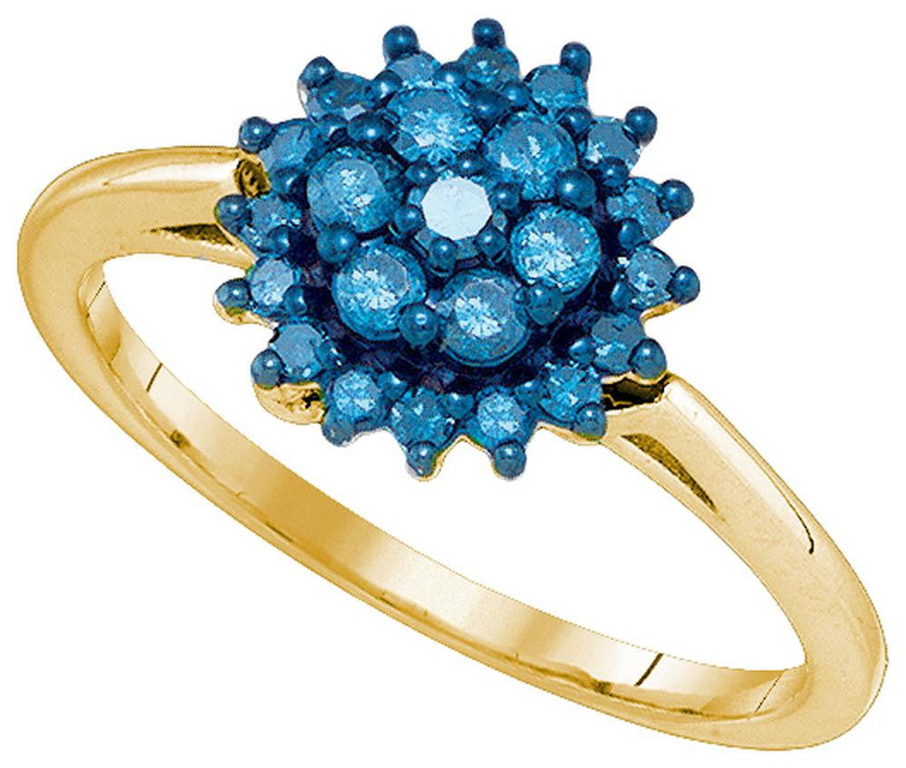 1-2CT-Diamond CLUSTER BLUE RING