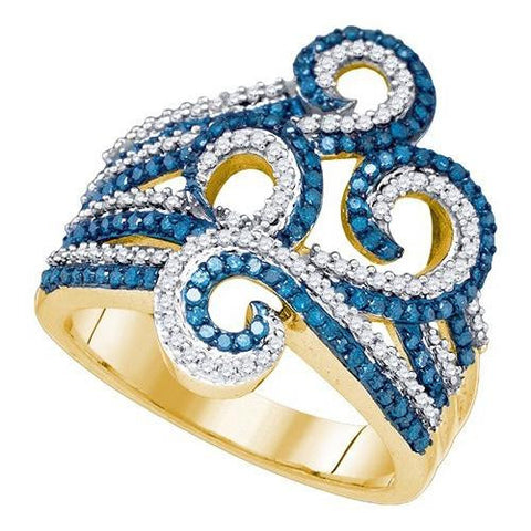 10K Yellow-gold 0.77CT BLUE DIAMOND FASHION RING