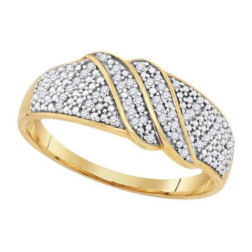 925 Sterling Silver Yellow 0.15CT DIAMOND MICRO-PAVE RING