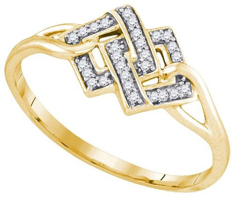 925 Sterling Silver Yellow 0.08CT DIAMOND MICRO-PAVE RING