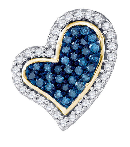 1-8CT-Diamond MICRO-PAVE HEART BLUE PENDANT