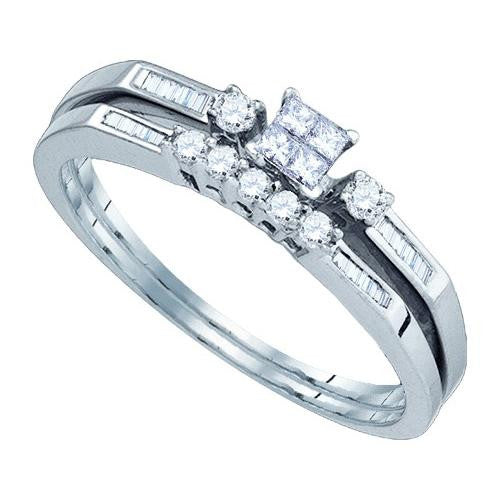 10K White-gold 0.29CTW DIAMOND INVISIBLE BRIDAL SET