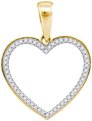 925 Sterling Silver Yellow 0.15CT DIAMOND MICRO PAVE HEART PENDANT